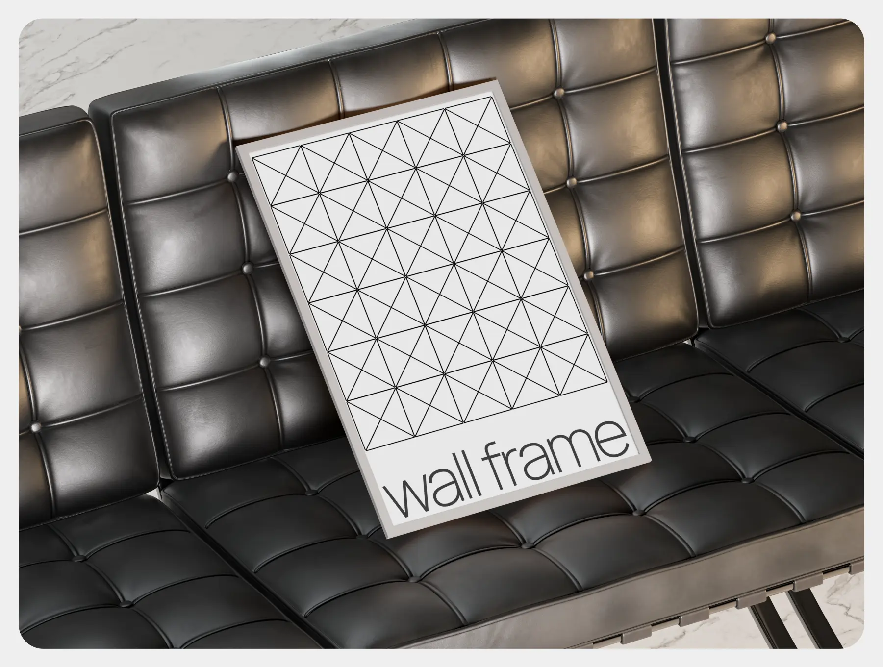 poster wall frame on couch free mockup