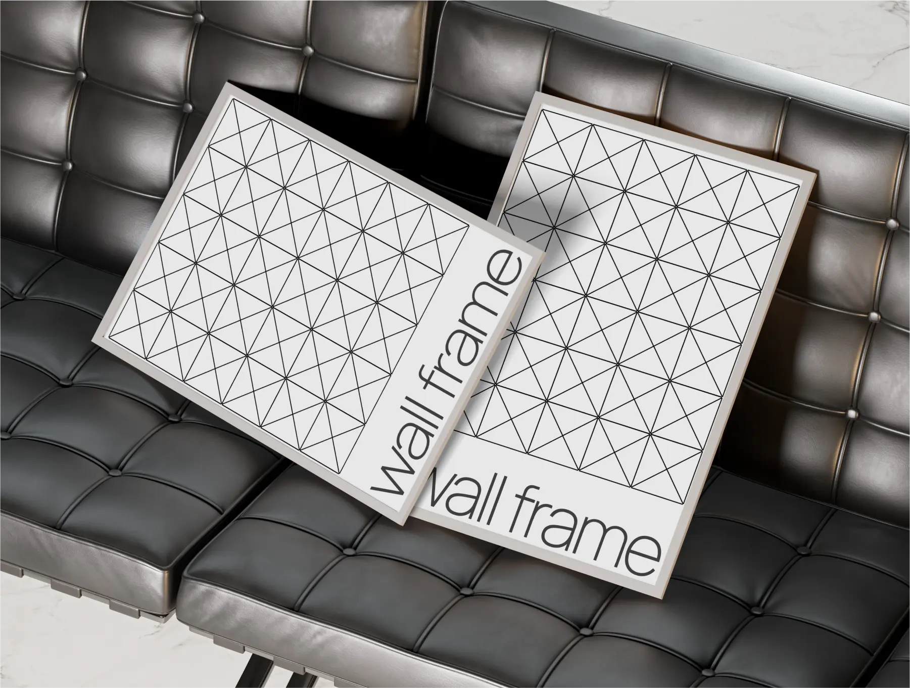 poster wall frame on couch free mockup