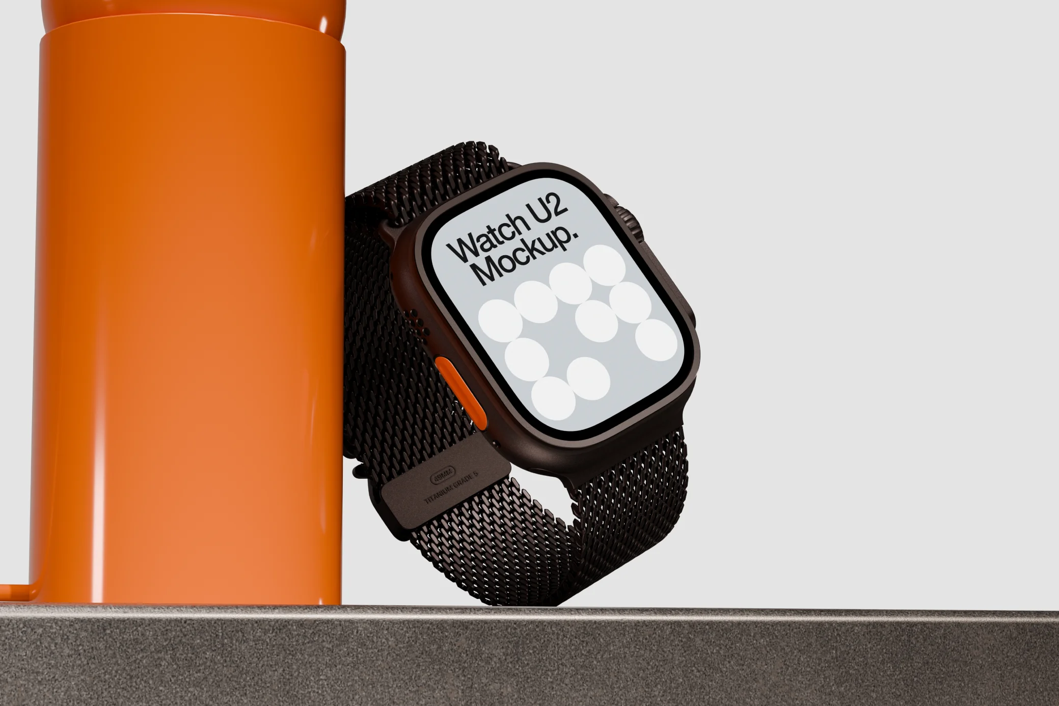 Apple Watch Ultra 2 mockup showcasing customizable smartwatch UI design