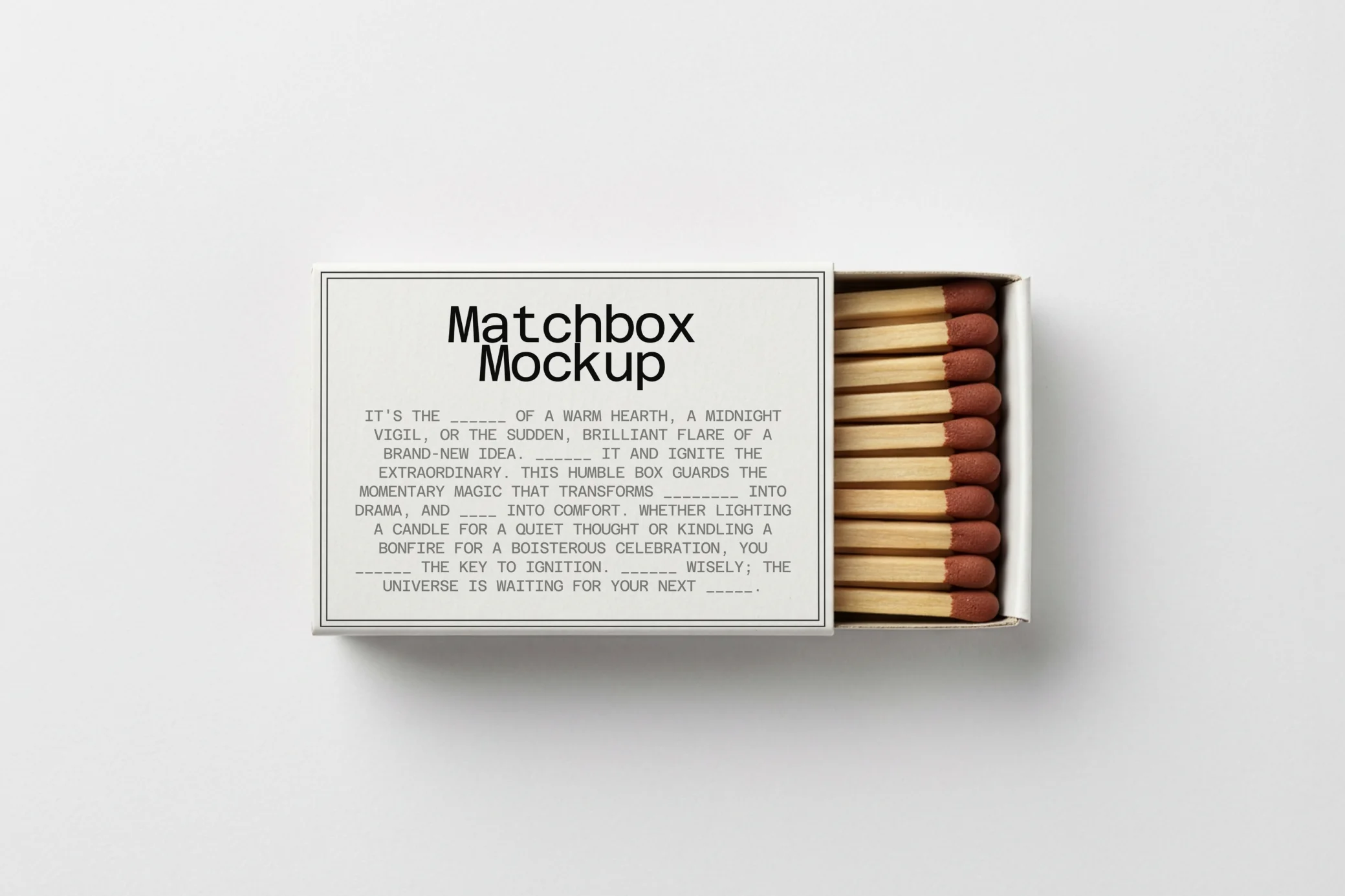 Matchbox mockup with customizable background and realistic packaging design