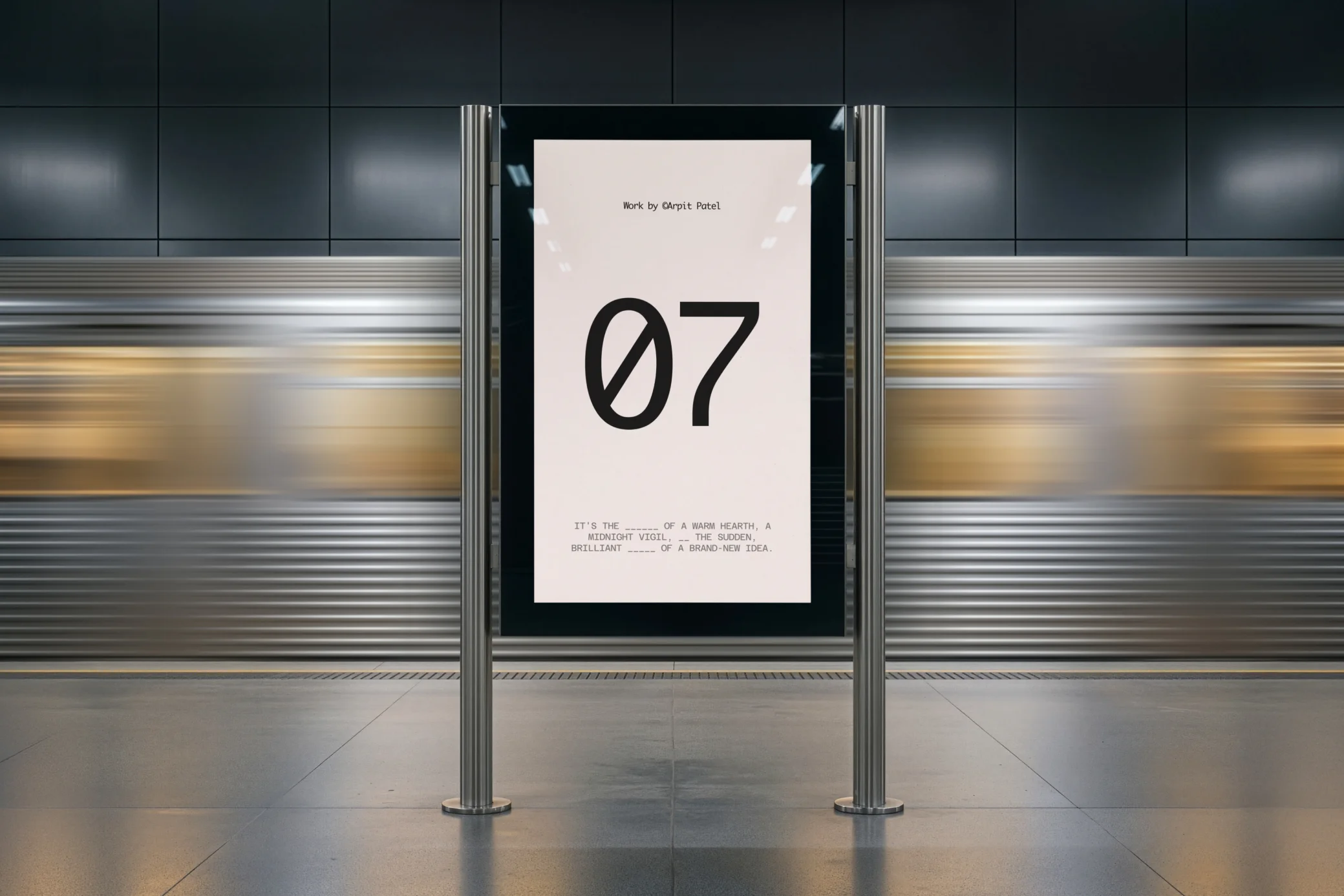 Modern station screen mockup showcasing vertical poster design in transit environment