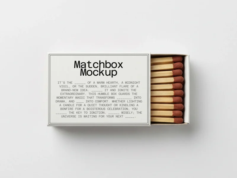 Matchbox mockup with customizable background and realistic packaging design