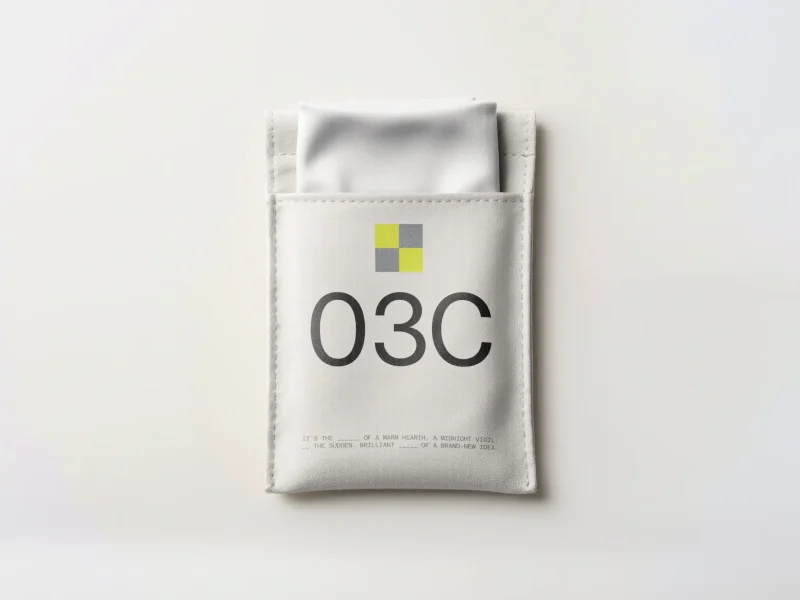 Customizable lens cloth pouch mockup with editable microfiber cloth and background color